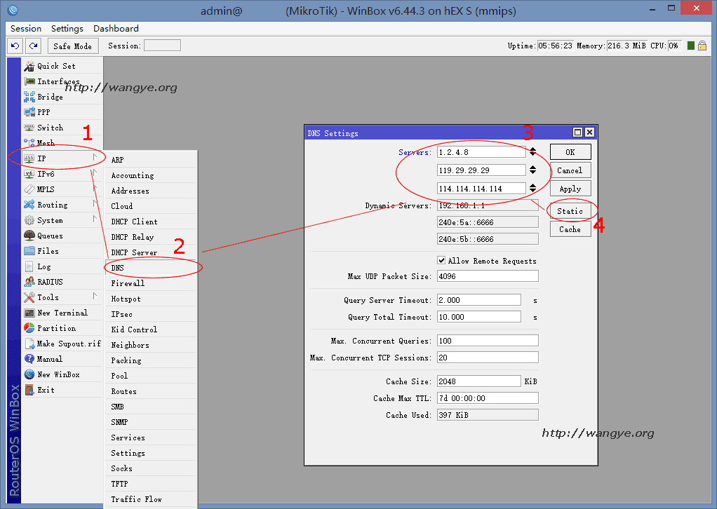 Mikrotik RouterOS 配置DNS服務器 Mikrotik RouterOS 配置DNS服務器
